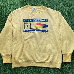 Vintage Yellow Fort Lauderdale Flordia Travel Crewneck / Pullover